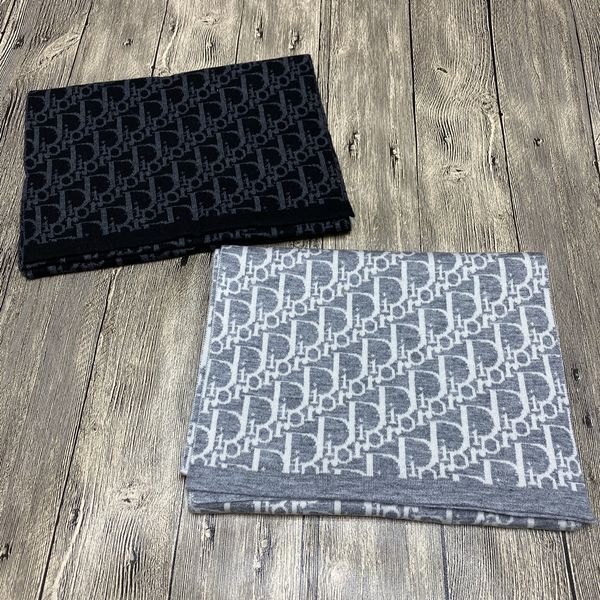 

scarves 2021 autumn and winter new men's wool blended letter pattern two-color d, Blue;gray