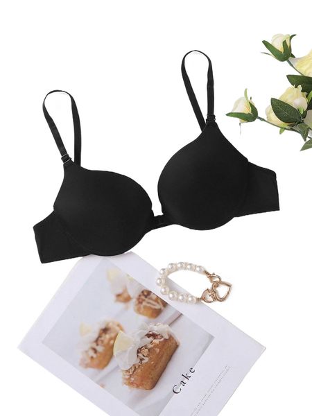 

solid push up bra s0f7#, Black;red