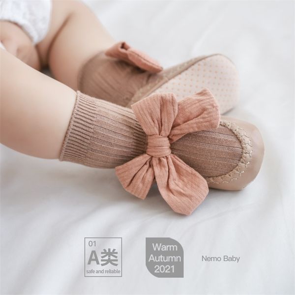 

cute bowknot infant cotton antislip boy shoe girl born princess socks kids slipper baby accessories 220721, Pink;yellow