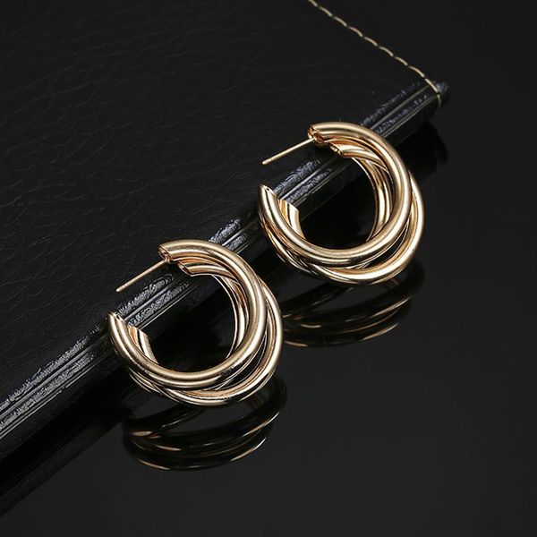 

vintage hoop earrings for women gold color geometric statement earring 2019 metal earing hanging fashion jewelry trend240a, Silver