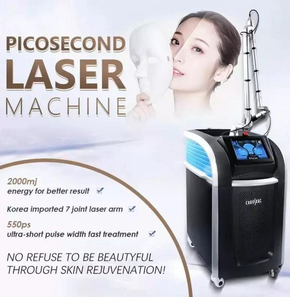 Efeito diretamente 450 ps a laser tatuagem Pigmentos de sobrancelha de tinta Pigmentos MELASMA Ceia de remoção Pico para tratamento de acne, círculos escuros, pigmentação