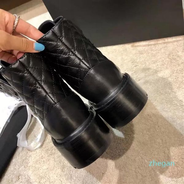 

heavy beige platform boots leather lace-up shoes boot low heel martin booties ankle luxury designers brand247v, Black