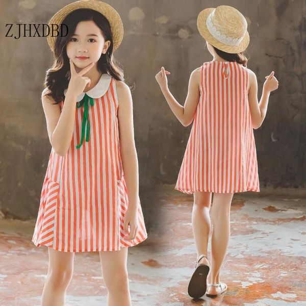 

girl's dresses summer 2022 korean children's girl dress sleeveless ruffled children clothes pink yellow green casual kid cute a-li, Red;yellow
