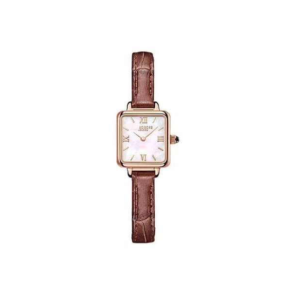 

tiktok small brown watch women's fashion square watch belt quartz watch waterproof roller women's watch5w4v, Slivery;brown
