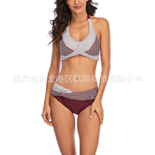 

bikini 2021 new large size split swimsuit multicolor printed bikini swimsuit