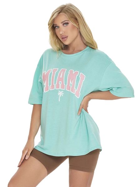 

tropical & letter graphic drop shoulder tee q8yp#, White