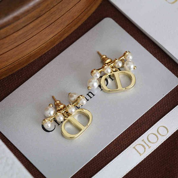 

gold pearl earrings women's red tassel earrings, Golden