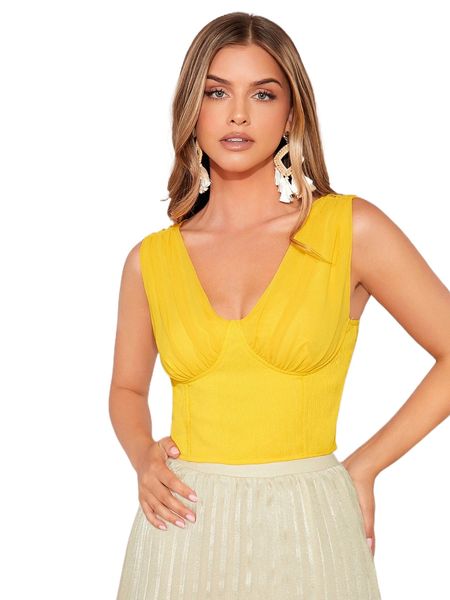 

shirred zip back crop chiffon wide straps o8kl#, White