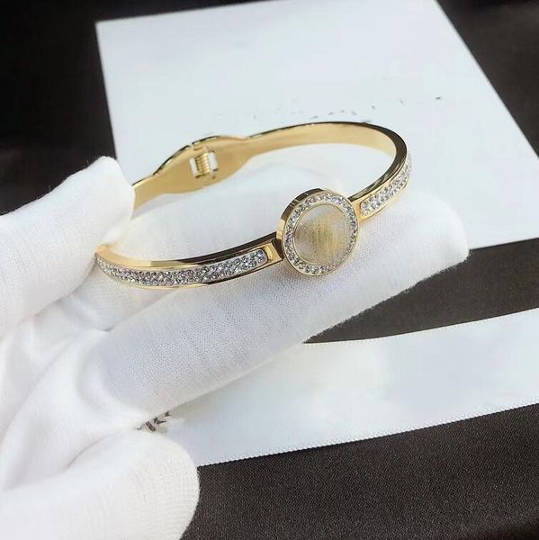 

fritillaria bangle designers crystal metal couple jewelry bracelets gift party gold fashion classic letter bracelet memorial day gift, Black
