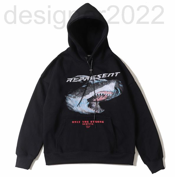 

men's hoodies & sweatshirts designer autumn and winter brand ins super fire great white shark printed couple hooded plush sweater 48k7, Black