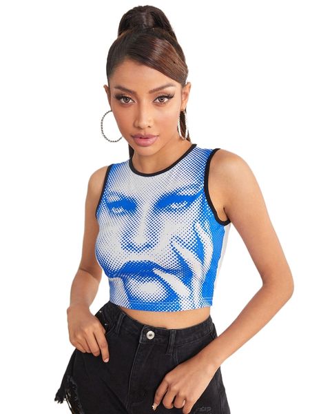 

petite figure graphic contrast binding tank p4hv#, White