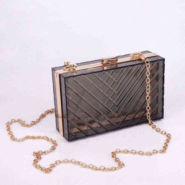 

evening bags acrylic transparent women's with chain shoulder purse female box handbag 2022 clear luxury designer party clutch 220418