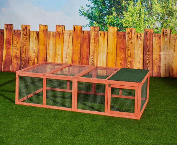 

small animal supplies rabbit hutch w mesh wire 70.9lx39.4wx 18.9h inch
