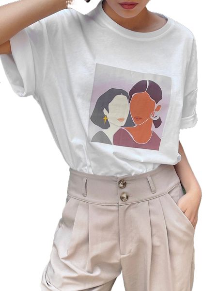 

dazy figure graphic drop shoulder tee n7r4#, White