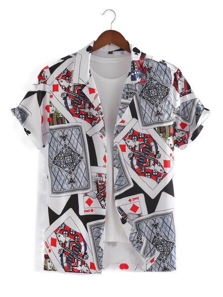 

men playing card print shirt without tee h3qh#, White;black