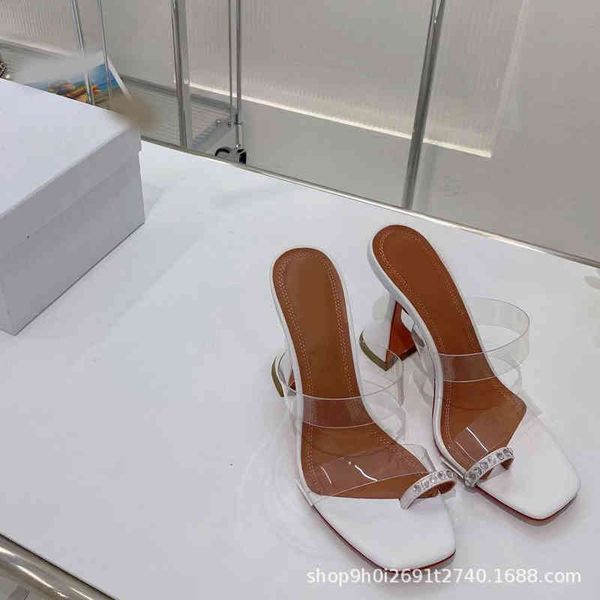 

sandals spring summer fashion clip toe high-heeled slippers with square head temperament sals women ihx2, Black