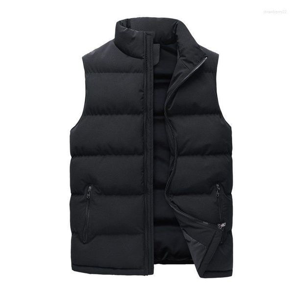 Gilet da uomo Piumino casual Gilet invernale caldo Uomo senza maniche nero senza cappuccio Stra22