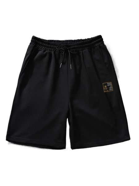 

men patch detail drawstring waist shorts 86eh#, White;black