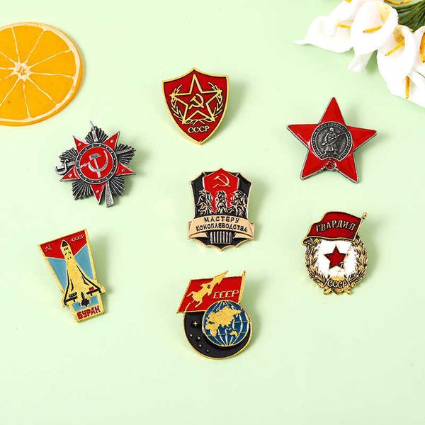 Bandeira nacional Broche do Partido Russo Emblema Metal Metal Five pontotas Star Comemorative Blegge Popular Paint Broche
