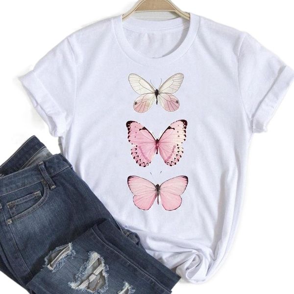 

amazon explosions european and american cross-border women's vacation travel watercolor crewneck printed t-shirt c0vc#, White