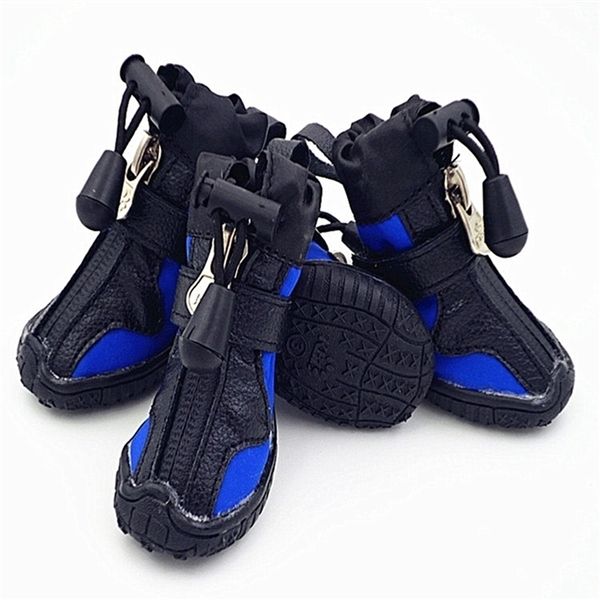 Pet Shoes para cães pequenos cachorro com sola de borracha anti -slip Botas de outono à prova d'água de mola vermelha azul amarelo LJ200923