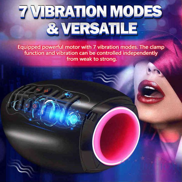 NXY Sex Men Masturbatori Automatico Succhiare Riscaldamento Masturbatore Maschile Tazza Potente Vibratore Addestramento Del Pene Macchina Del Sesso Pompino Giocattoli Del Sesso Orale Per L'uomo 0412