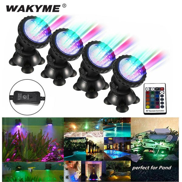 Wakyme 1 Set 4 Işık Sualtı Nokta Işık RGB 36 LED Su Geçirmez IP68 Yüzme Havuzu Çeşmeleri Gölet Su Bahçesi Rium Y200917