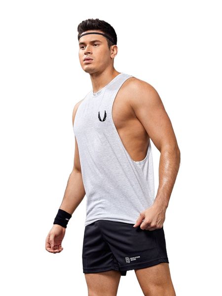 

men graphic print sports tank x32a#, White;black
