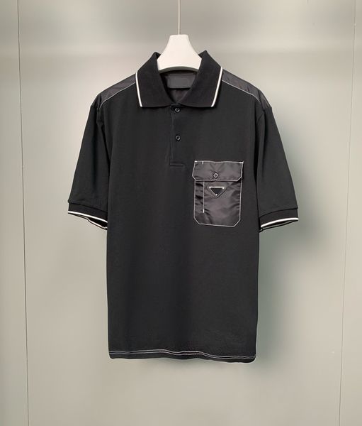 

summer mens latest designer polo t shirts ~ us size lapel short-sleeved t shirt high-quality cotton material nylon pocket stitching design m, White;black