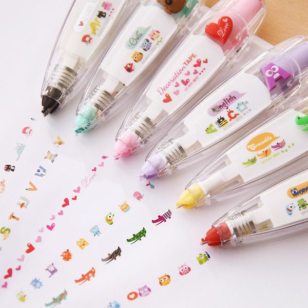 

cartoon floral sticker tape pen funny games kids stationery notebook diary decoration tapes label sticker paper decor for children toy