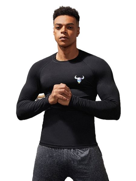 

men high stretch bull print sports tee s3z3#, White;black