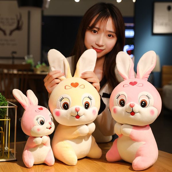 Bambola di peluche coniglietto di cartone animato bambola di pezza di coniglio di benedizione a tre colori bambola per bambini