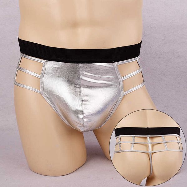 

2022 adultshop ye zimei' thong men' patent leather large mesh hollow out underwear, Red;black