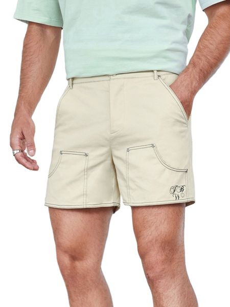 

x jack b. wiese men letter embroidery slant pocket shorts h9f1#, White;black