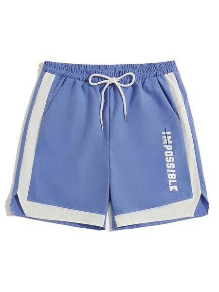 

romwe guys letter side striped shorts r8zu#, White;black