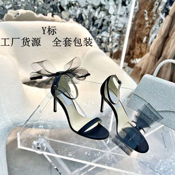 

sandals high-heeled sandals asymmetric bow one-sided belt thin heel wedding, Black