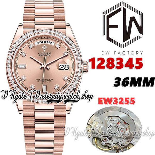 

ewf v3 ew128345 ew3255 automatic mens watch diamond bezel diamond markers dial rose gold 904l jubileesteel bracelet with same serial warrant, Slivery;brown