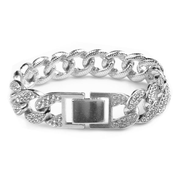 

hip hop necklace 15mm flat leaf cuban chain necklace, Silver