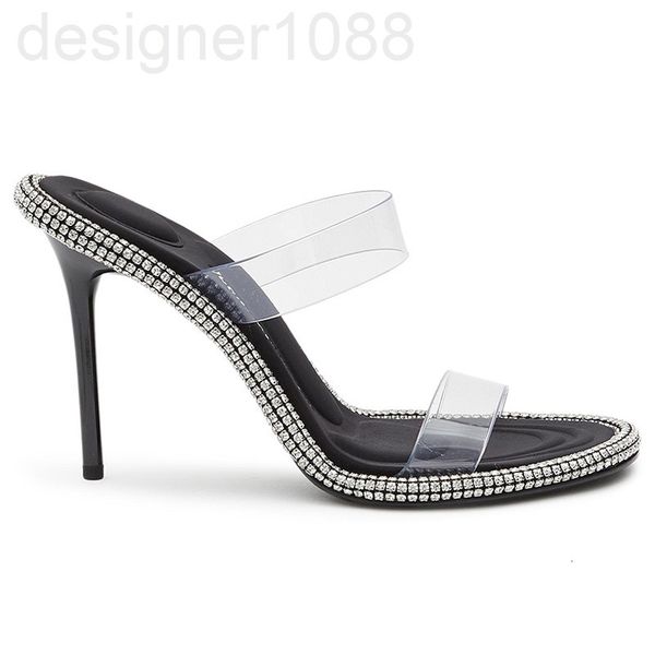 

sandals designer 2022 spring new aw king high heels women's transparent open toe sandals fashion thin heel french single shoes qnxw, Black