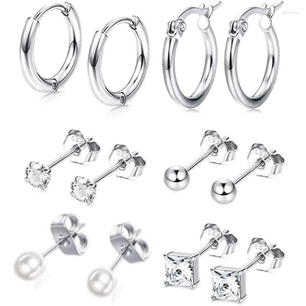 Paia di orecchini in acciaio inossidabile Orecchini a sfera in zircone da 3 mm per uomo e donna Set di orecchini per cartilagine IpoallergenicoStud Farl22