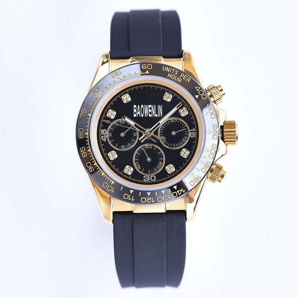 

mens watches automatic luxury watch for men 40mm folding rubber satch gold analog marathon green glide lock ceramic bezel 2813 mechanical cl, Slivery;brown