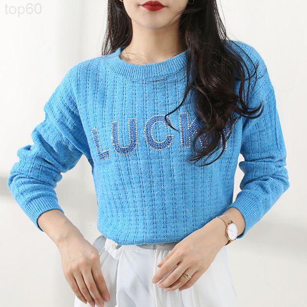 

women's sweaters designer []korean loose sweater women's lazy wind autumn and winter new slim diamond letter bottomed qofz, White;black