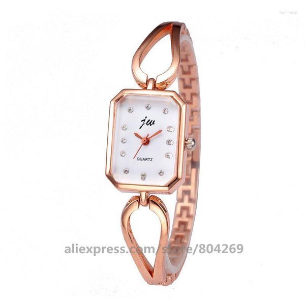 Avanadores de pulso Charme Big Rhinestone Square Rates Wholesale Fashion Style Women Casual Watch Rose Gold Bracelet JW 3219Wristwatches Hect22