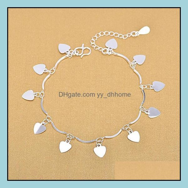 

anklets jewelry foot sier anklet link chain for women girl bracelets fashion wholesale 0595wh drop delivery 2021 biga7, Red;blue