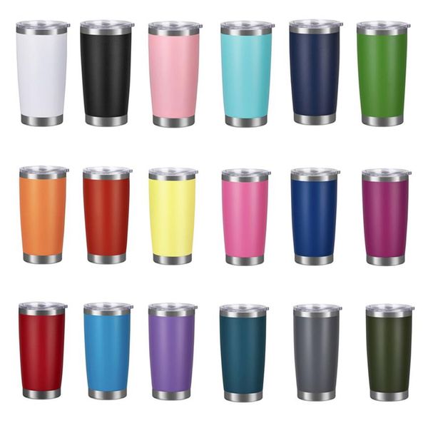

20oz car cups stainless steel tumblers cups vacuum insulated travel mug metal water bottle beer coffee mugs with lid 18 colors229r