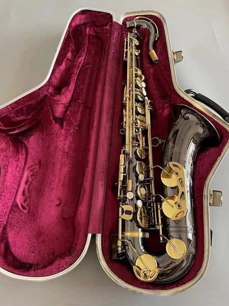 Sassofono tenore professionale in chiave B in oro nero Materiale in nichel nero oro Strumento jazz per sax tenore di tono professionale