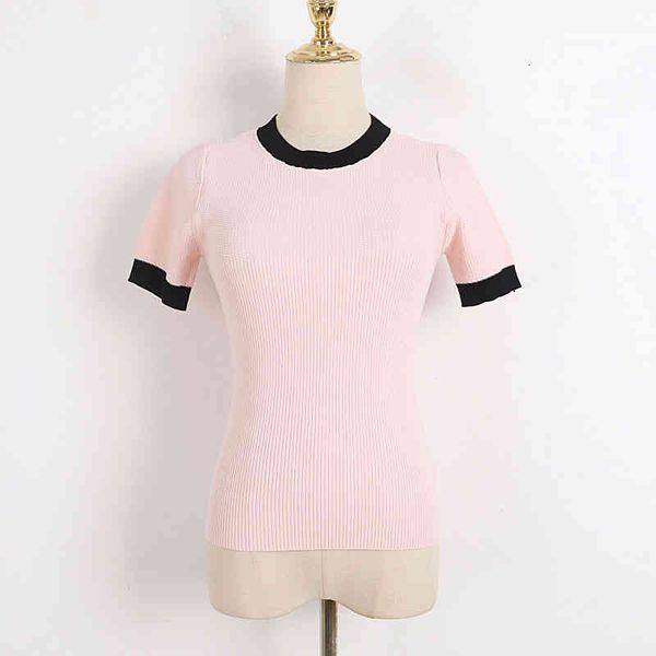 

women's knits & tees xiaoxiang embroidery short sleeved t-shirt women's summer clothes 2022 korean version elastic slim round neck, White