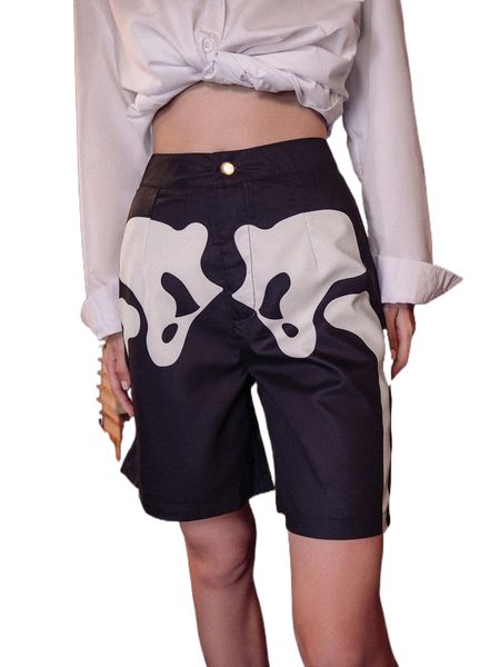 

romwe punk rock skeleton graphic shorts u5xb#, White;black