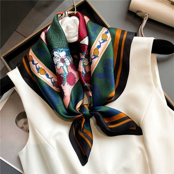 

2022 luxury brand print 100% real silk square scarf women hand wirst hijab shawl design wrap neck tie hair foulard bandana, Blue;gray
