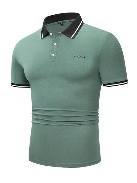 

men contrast trim polo shirt x4mj#, White;black